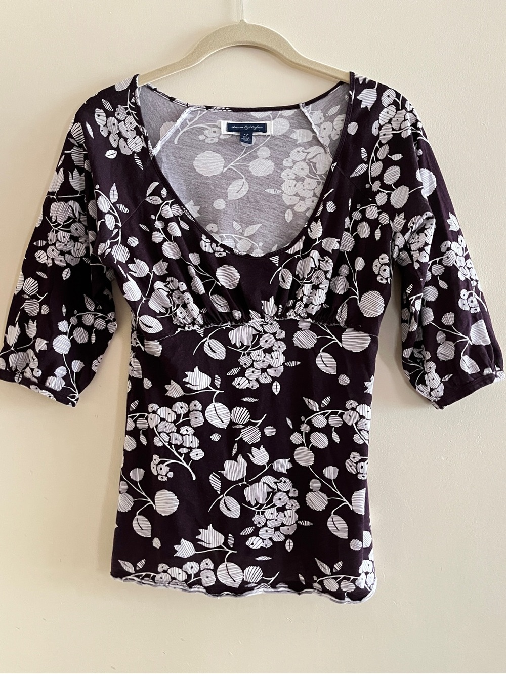 American Eagle Outfitters Floral Top PS Deep Purple White Whimsigoth Cottagecore